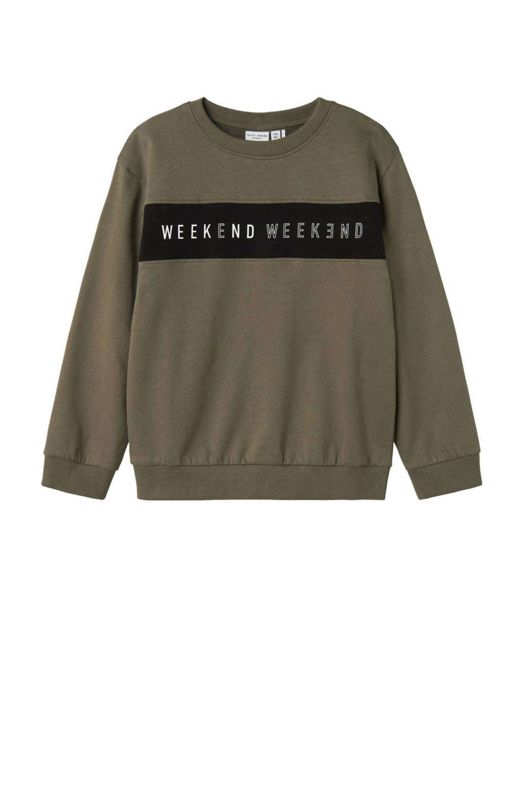 NAME IT sweater NKMVANCE met printopdruk donkergroen
