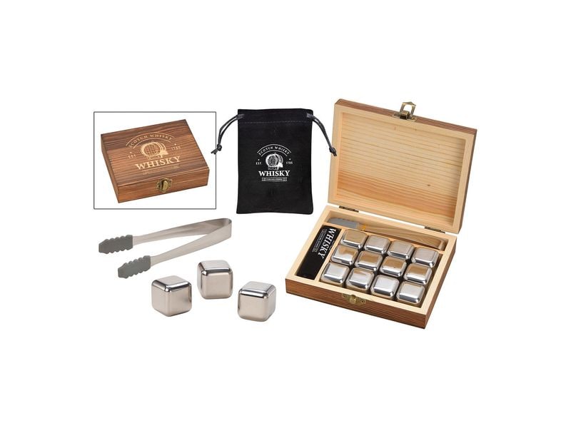G. Wurm Whiskysteine in Holzbox 15-teilig, Silber Whiskysteine-Geschenkset