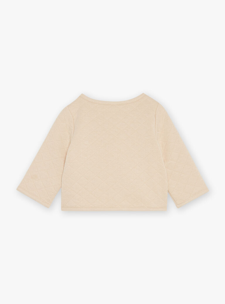 Veste réversible beige et écru en tubique et jersey