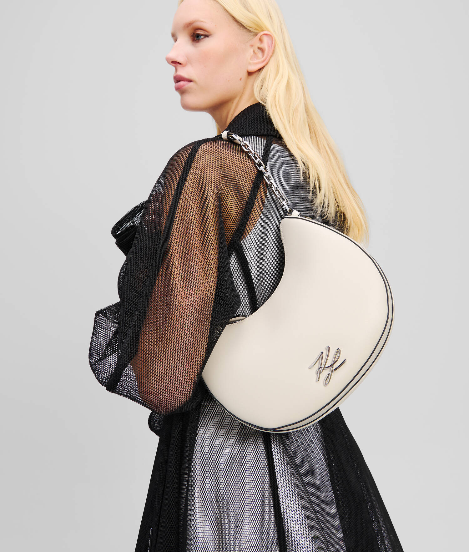 SAC PORTÉ ÉPAULE CROISSANT DE LUNE K/AUTOGRAPH - Ciment