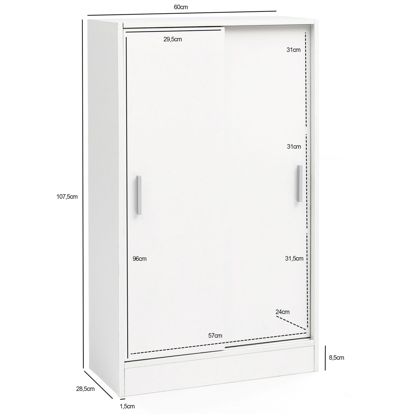 Aktenschrank - weiß - 60 cm breit