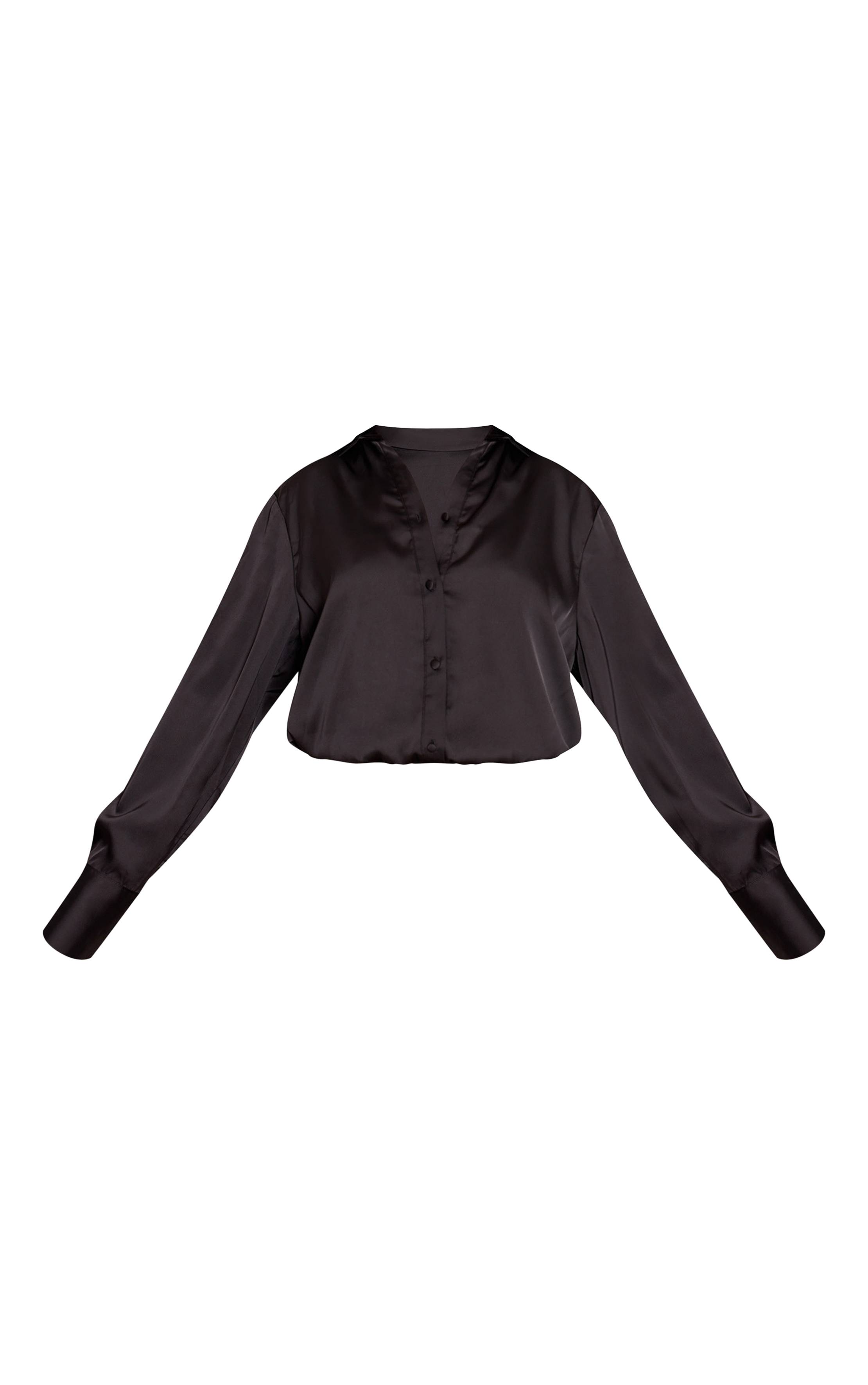 Noir Chemise Satinée Oversize À Manches Longues