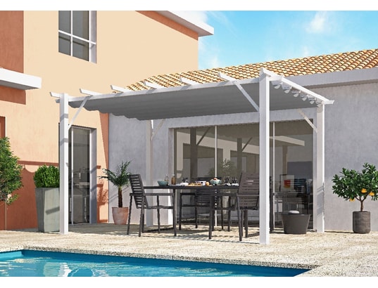 HABRITA - Pergola 100% aluminium couleur grise 12 m2 - structure blanc...