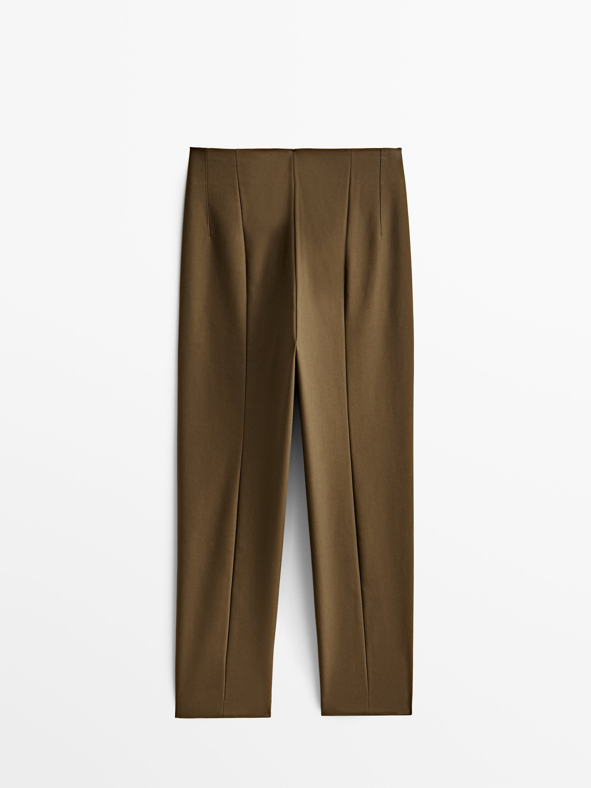 Calça técnica slim fit com pesponto - CÁQUI ESCURO