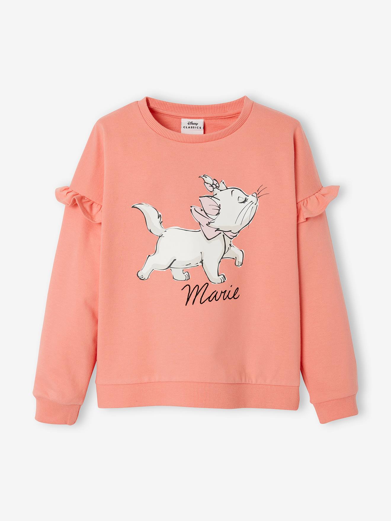 Moletom Aristocats® com babados para meninas, rosa médio, liso com estampas.