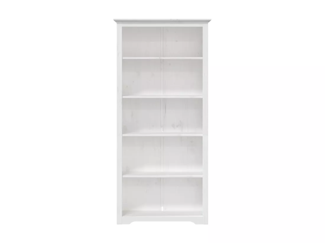 Bibliothèque BODO blanc 80x38x180 bois pin massif 5 niveaux