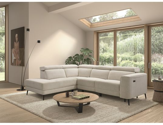 CONCEPT1 - Canapé tissu Mali 2 relax électrique beige angle gauche