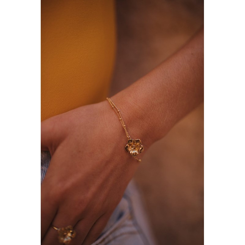bracelet fleur doré à l'or fin - GAÏA