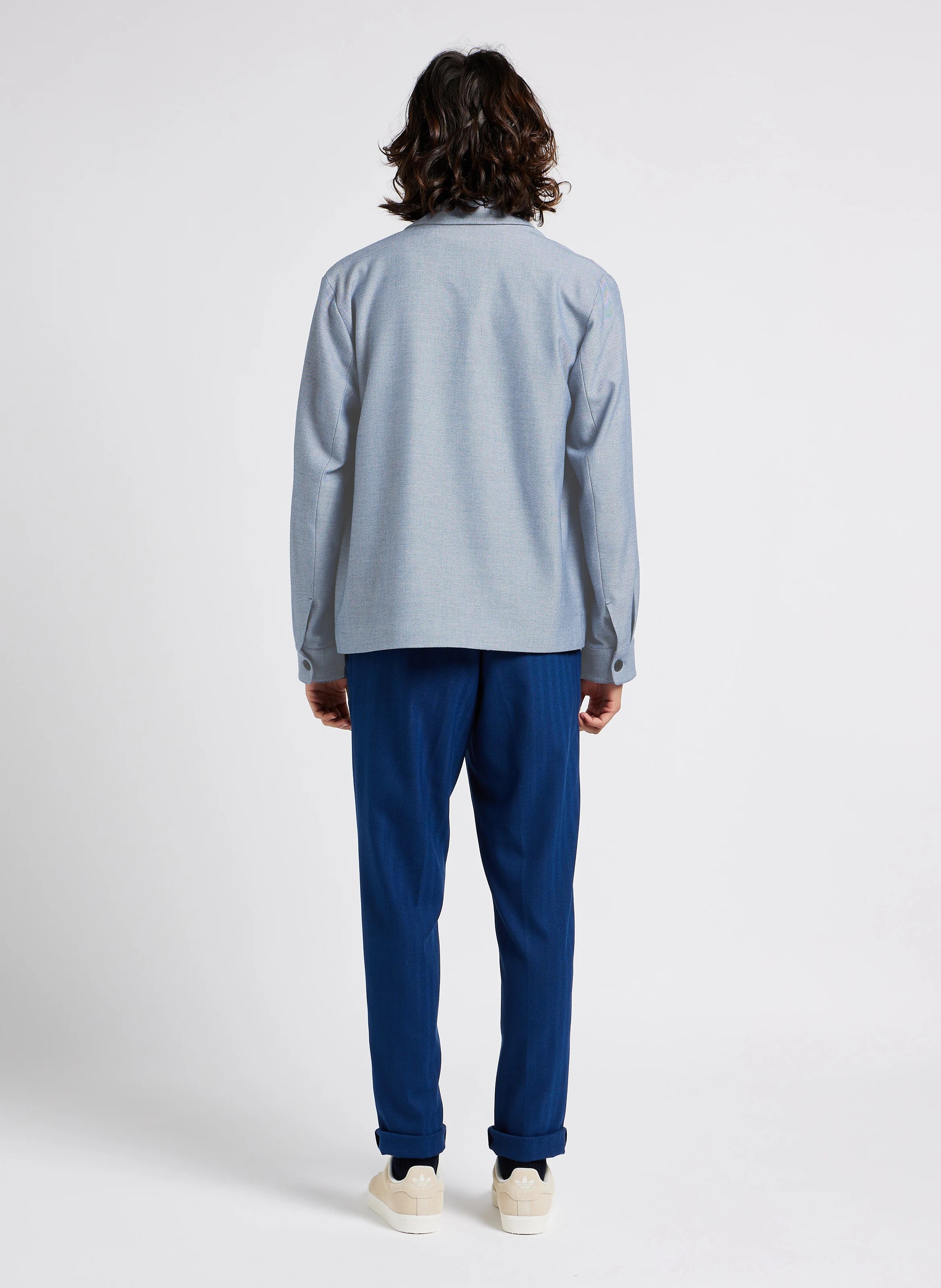 COMO - Pantalon droit motif chevron| Bleu