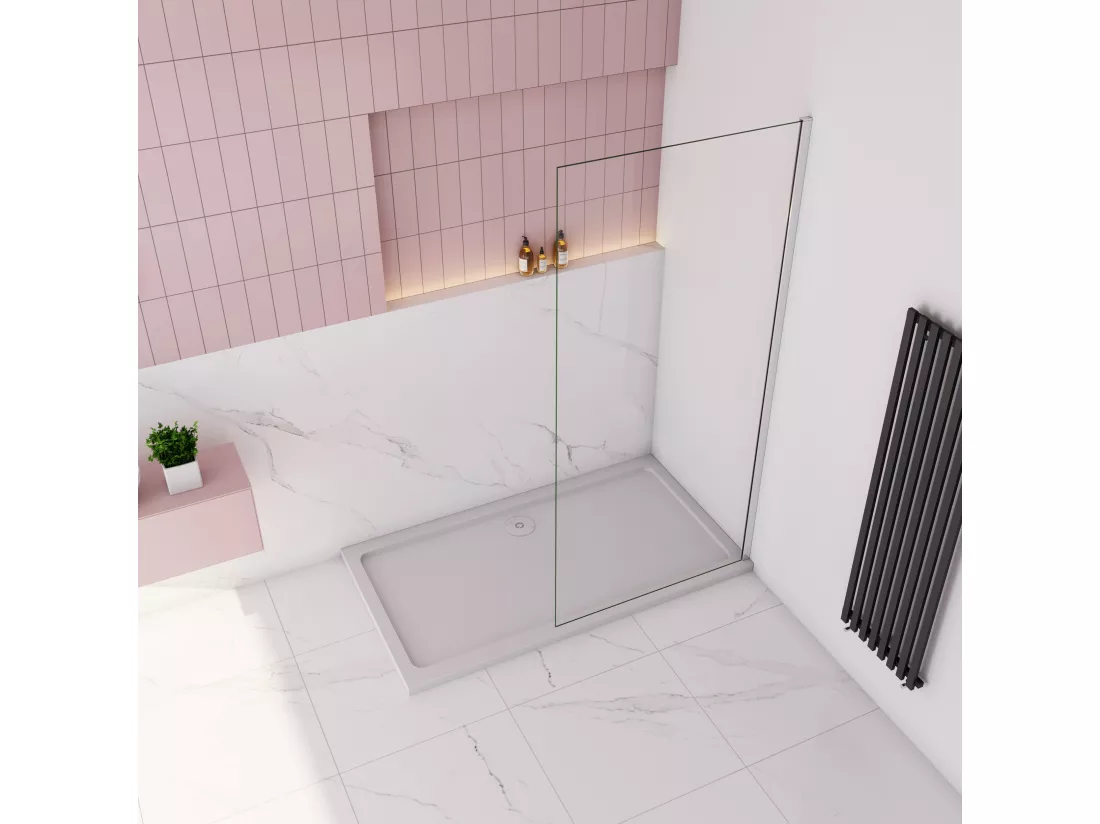 AICA paroi de douche à l'italienne fixe 80x200cm,style atelier,Profilé en aluminium chromé,en 8mm verre anticalcaire,sans receveur