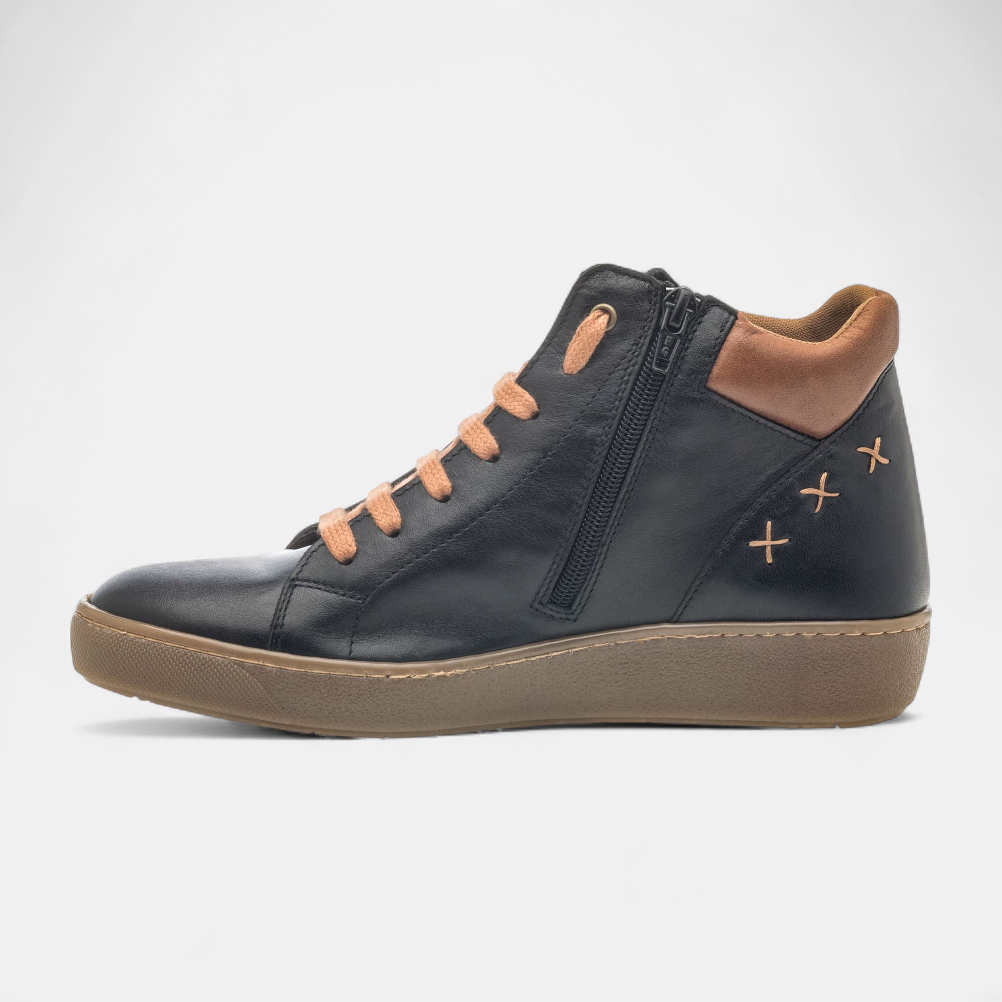 Baskets hautes Femme en cuir noir