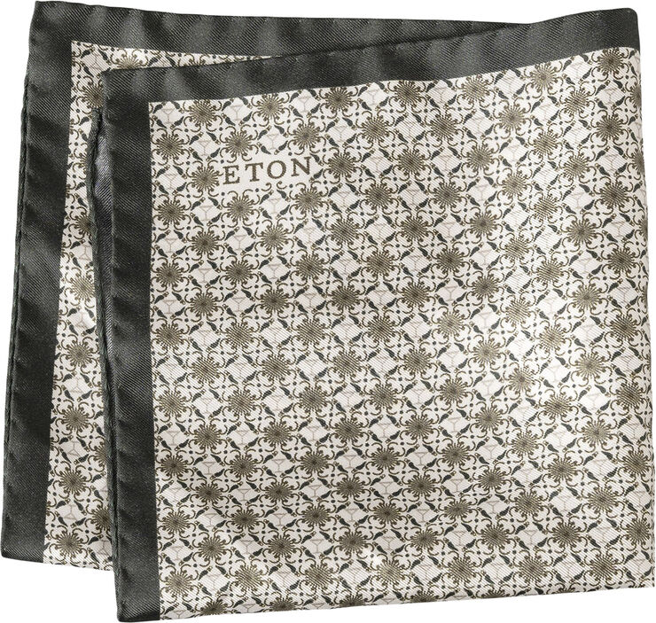 ETON Mid Green Geometric Silk Pocket Square Grøn