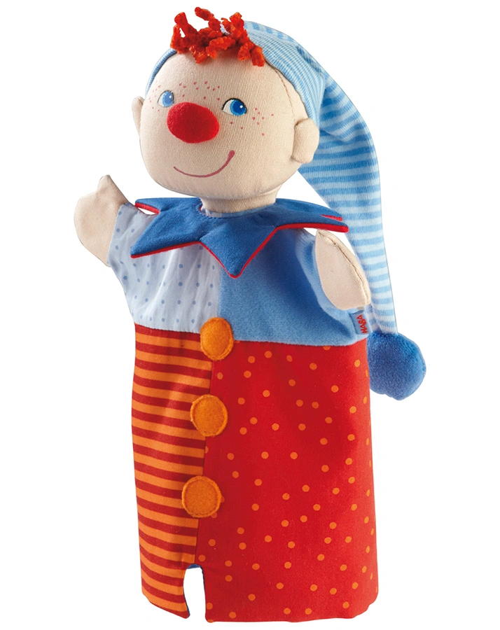 Handpuppe Kasper in blau/rot