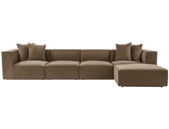 CONCEPT1 - Canapé tissu Sora angle marron 350 x 190 x h65