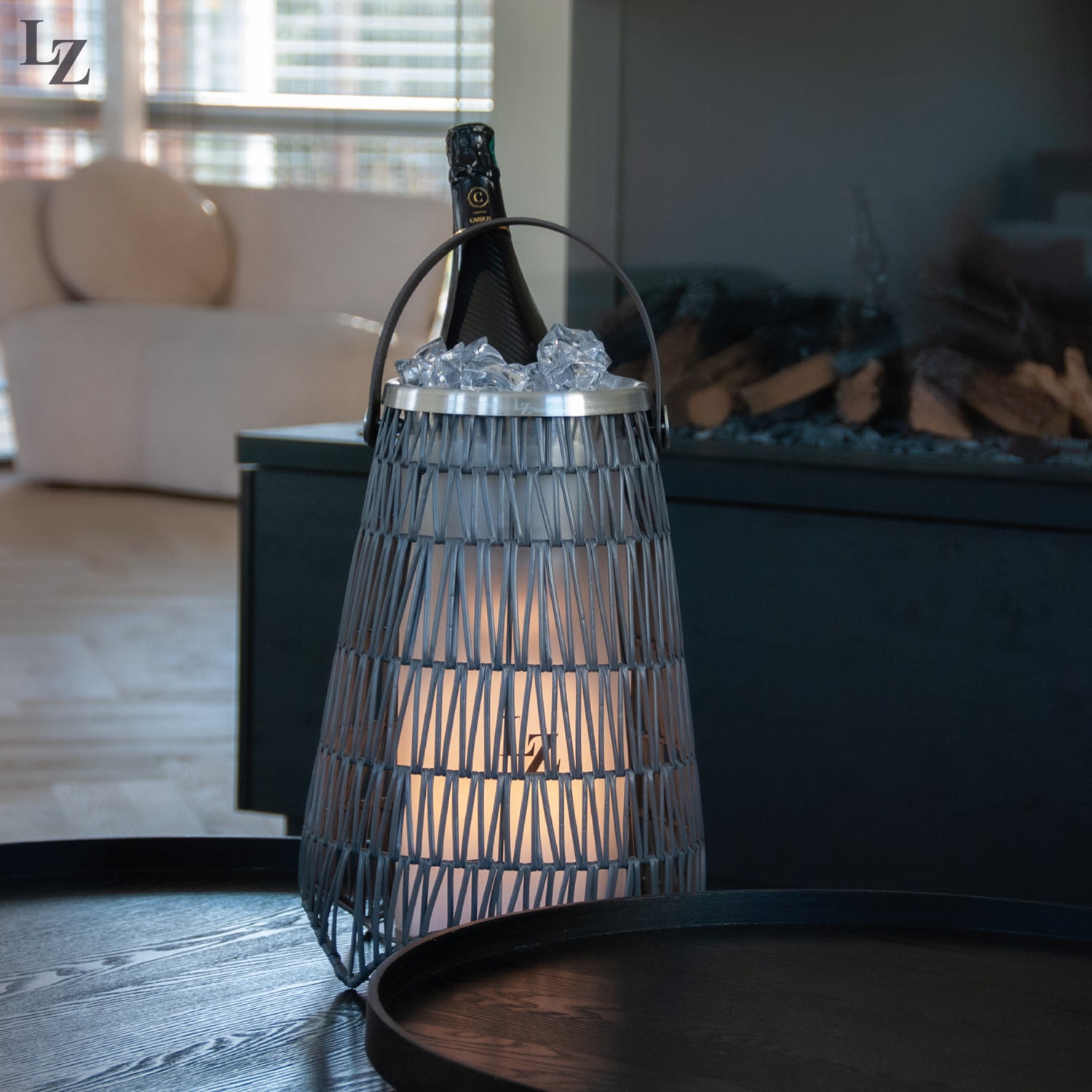 Le Zen wijnkoeler Enzy met LED en speaker grijs D 29 H 42 cm