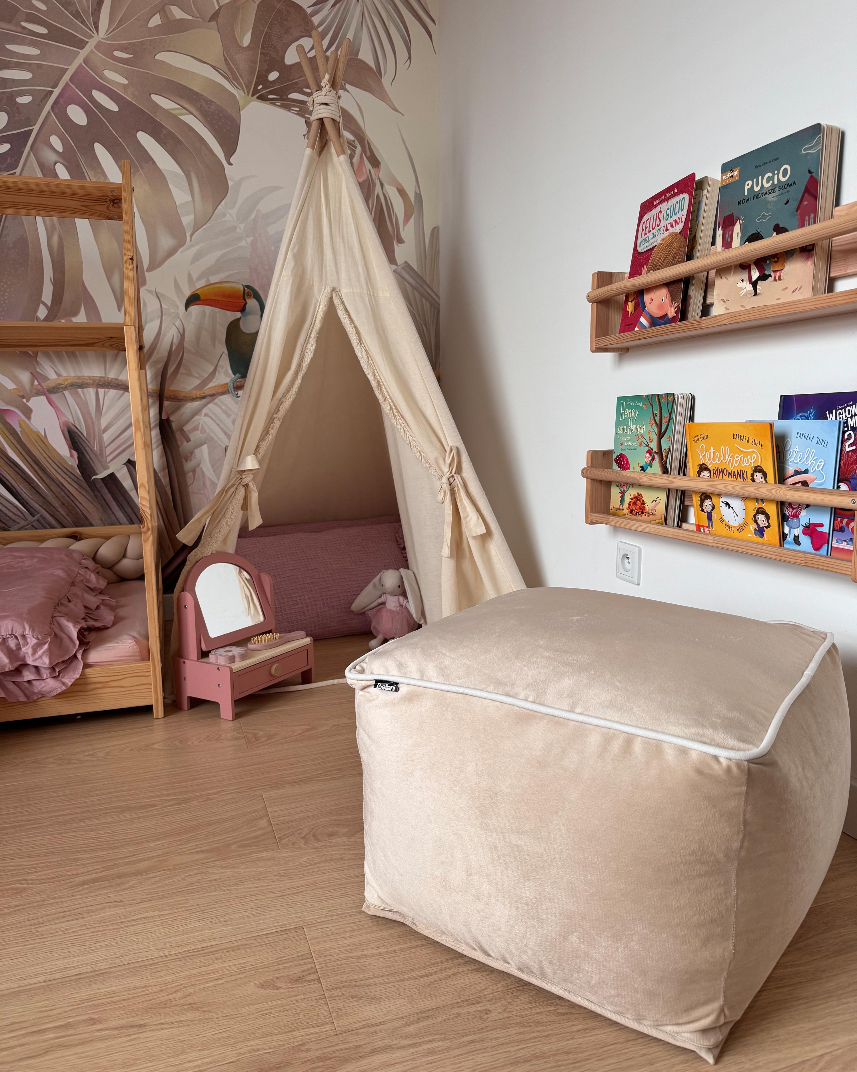 Poef DAREYN Fluweel Zandbeige