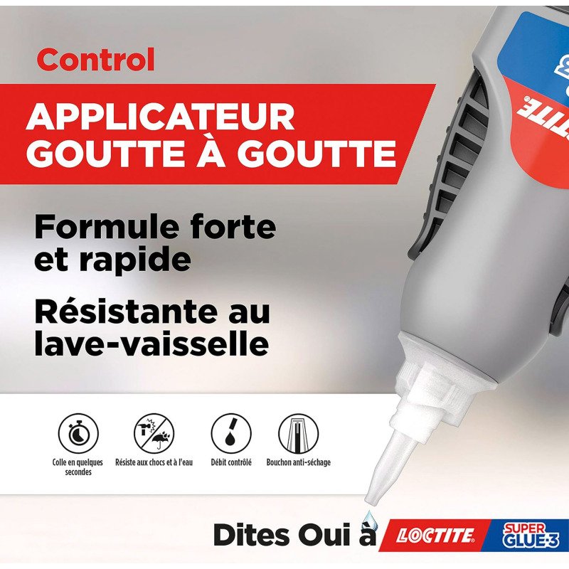 Colle Super glue3 Control Loctite - Flacon de 3 g