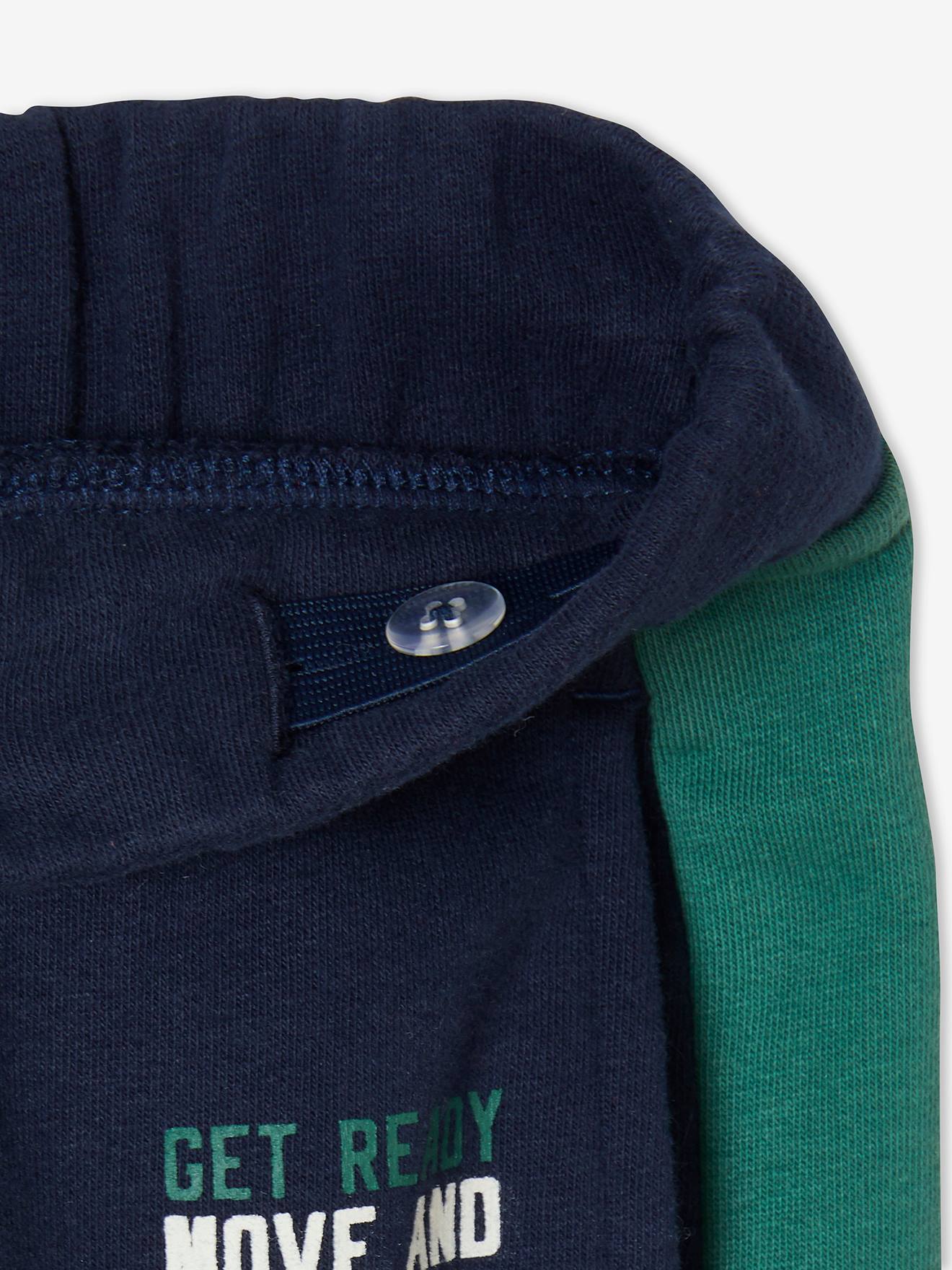 Bermuda esportiva lisa azul-escura para meninos com estampas