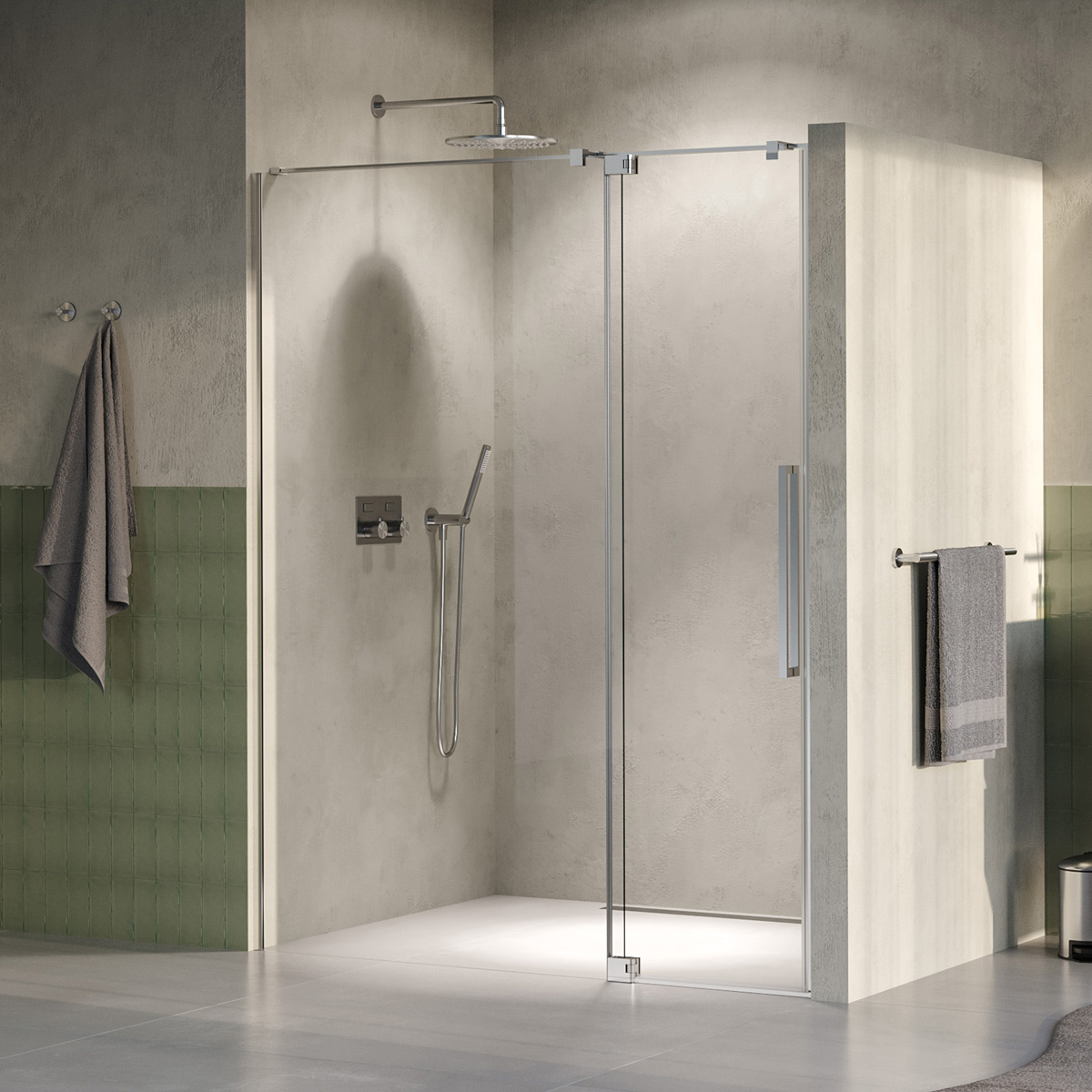 Brauer Stellar nisdeur met vaste wand 128.5-140cm RVS geborsteld PVD