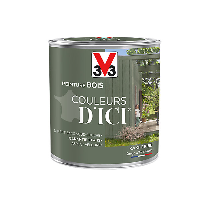 Peinture extérieure bois Couleurs d'ici kaki grisé Velours V33 0,5L