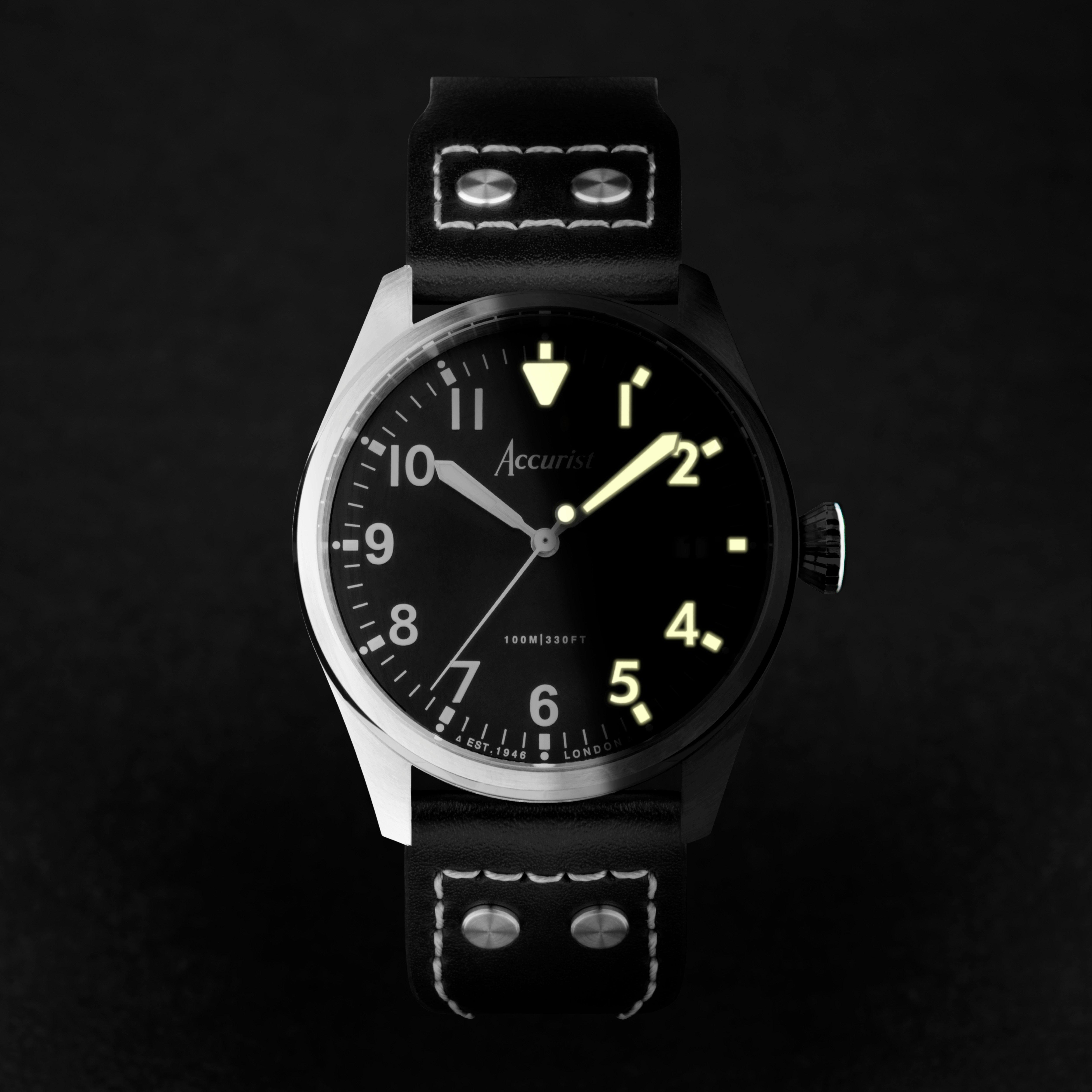 Accurist Aviation Mens Stainless Steel Classic Analogue Quartz Watch