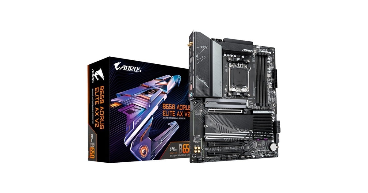 GIGABYTEB650 AORUS ELITE AX V2  socket AM5 moederbord  (Zwart, RAID, 2.5 Gb-LAN, WLAN, BT, Sound, ATX)