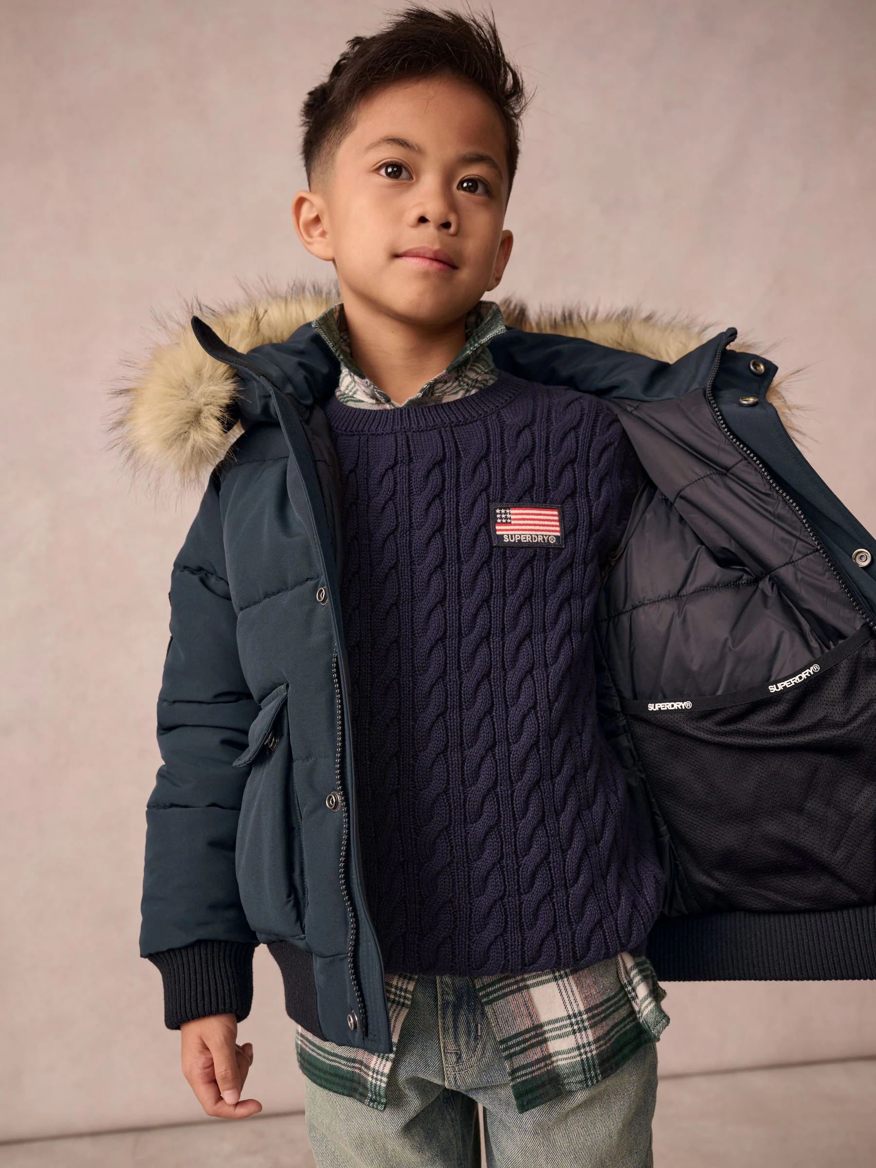 Marineblauw - Superdry Everest bomberjack