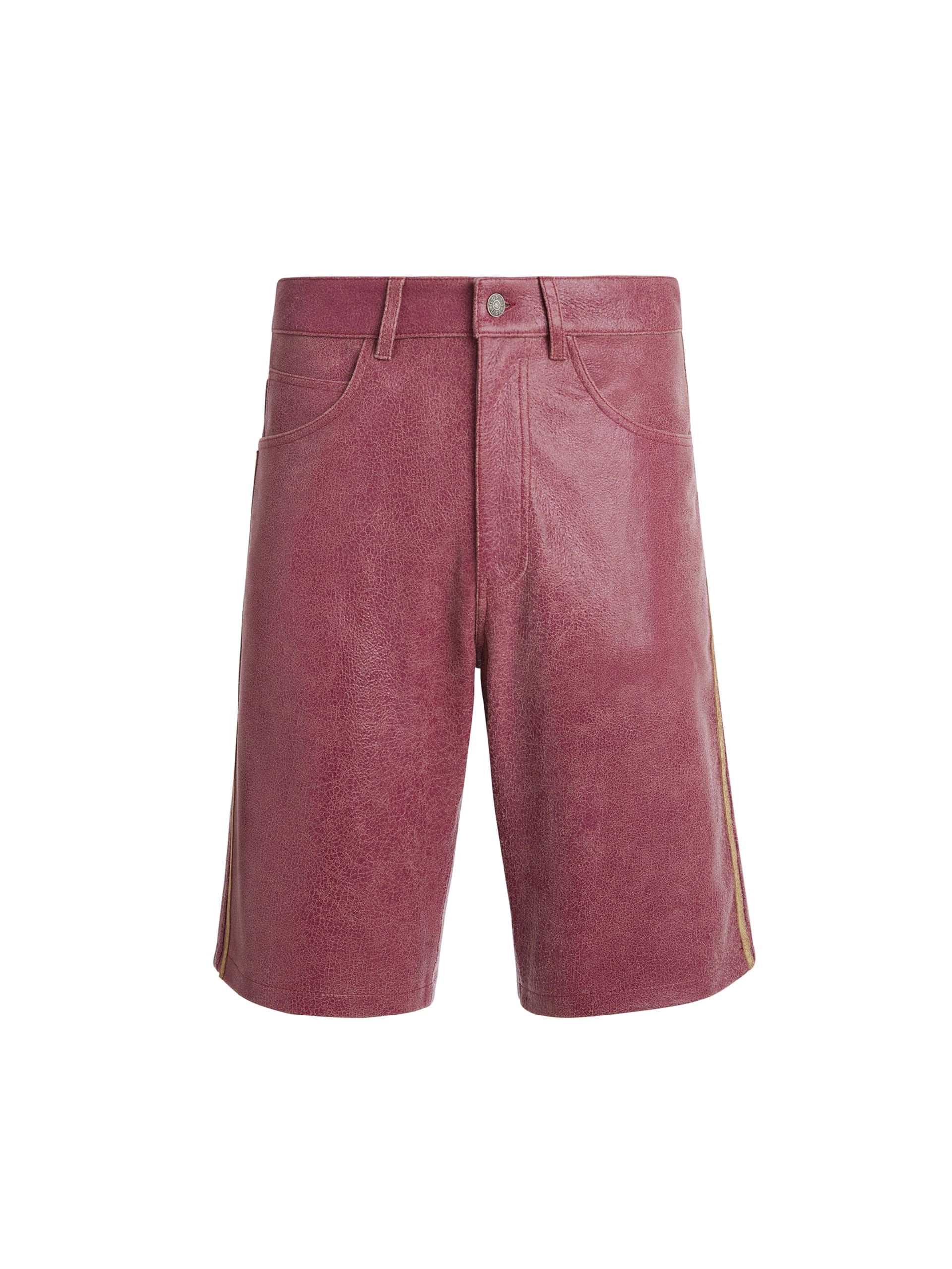 shorts de couro craquelado