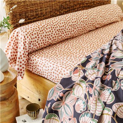 Linge de lit percale motif feuillage - BECQUET CRÉATION