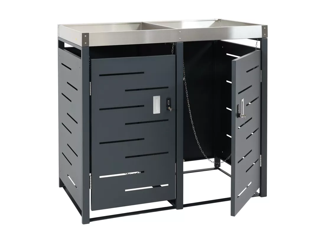 Cache-poubelle pour 2 poubelles MCW-H40b