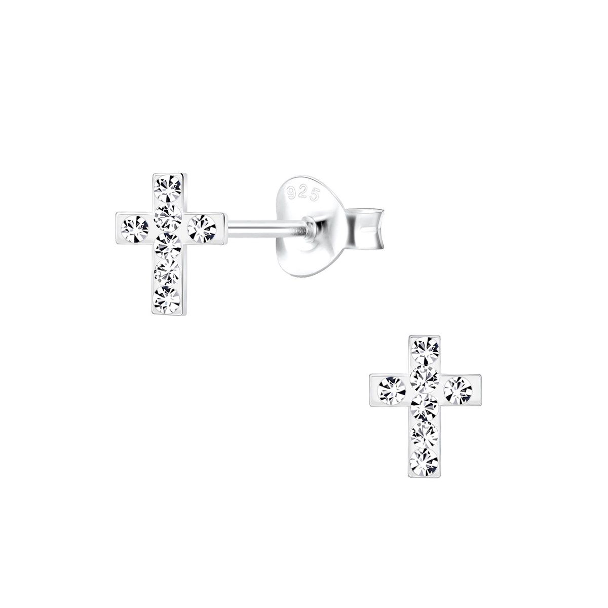 Boucles d'oreilles croix cristal en argent 925