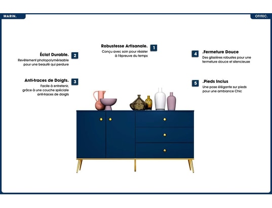 OTITEC - Commode - h.85 x l.160 x p.40 cm - marin