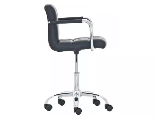 Chaise de bureau - Similicuir & Métal chromé - Noir - Lucy