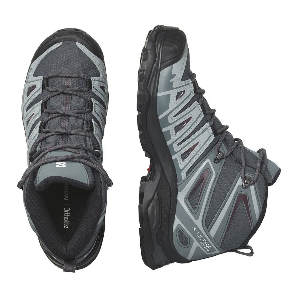 Salomon X ULTRA PIONEER MID GTX - Chaussures randonné Femme ebony/stormy weather/wine tasting