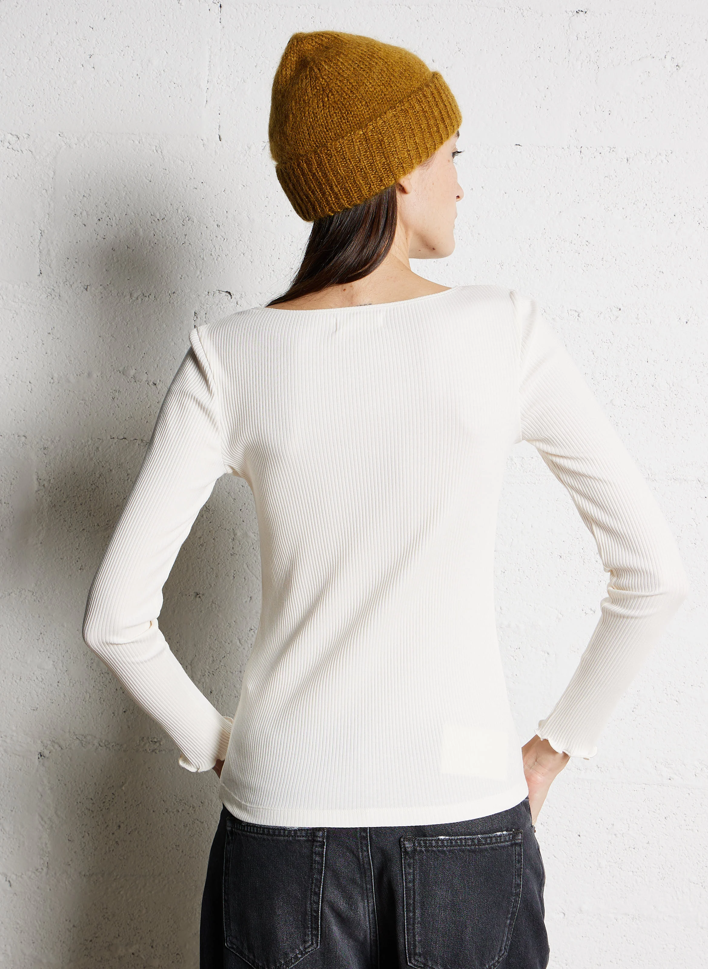 HAILEY UNI - Tee-shirt col rond en coton mélangé | Beige