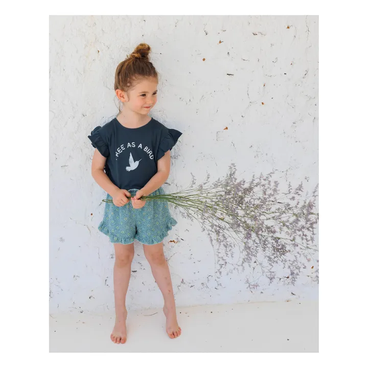 Búho Short Fleuri Eponge | Bleu Vert