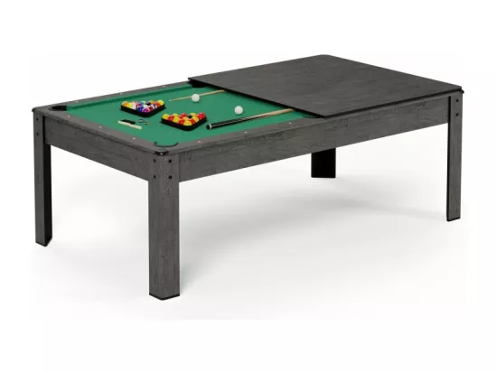 Billard Américain convertible table 6places KITBILL 6Ft - 206,5 x 116,5 x 80 cm Plateau dînatoire et accessoires inclus - Gris