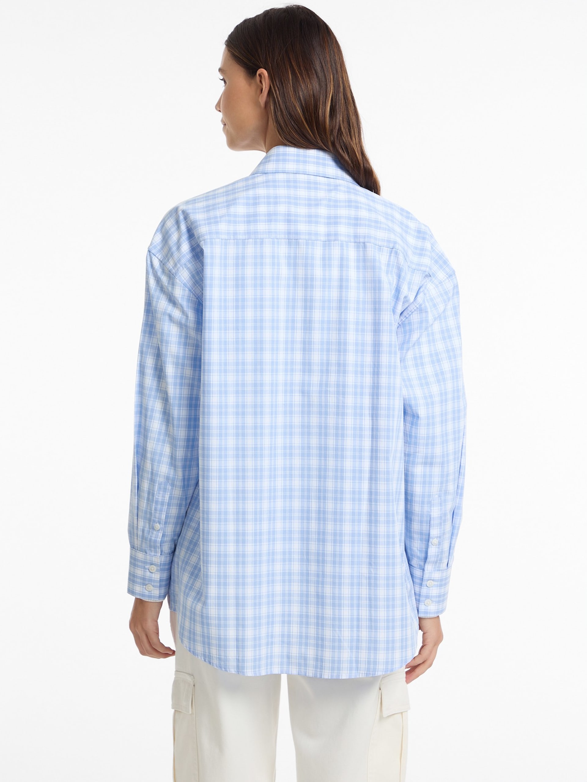 Camisa xadrez oversized de popeline