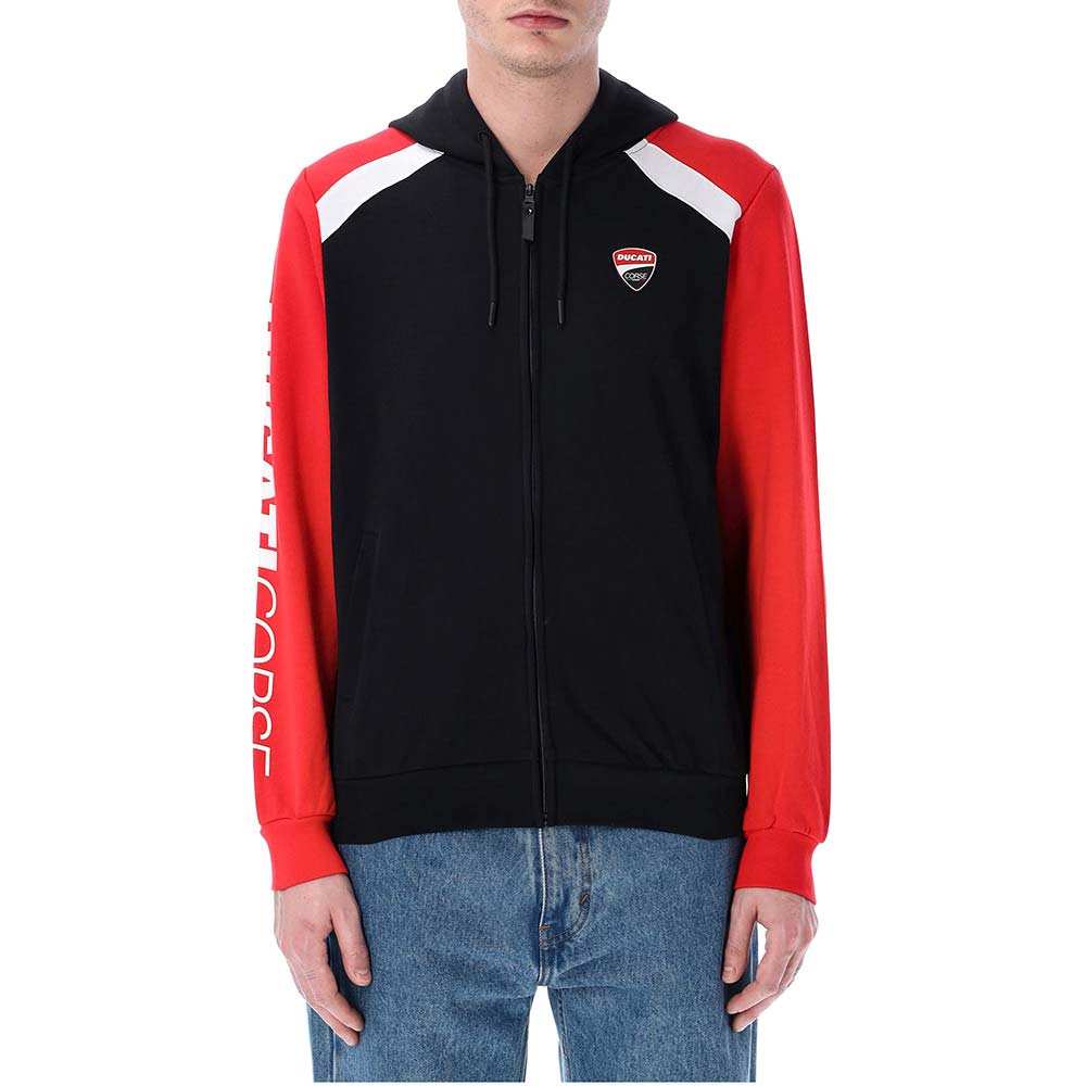 ducati racing - Sweat zippé à capuche Corse Noir / Rouge / Blanc