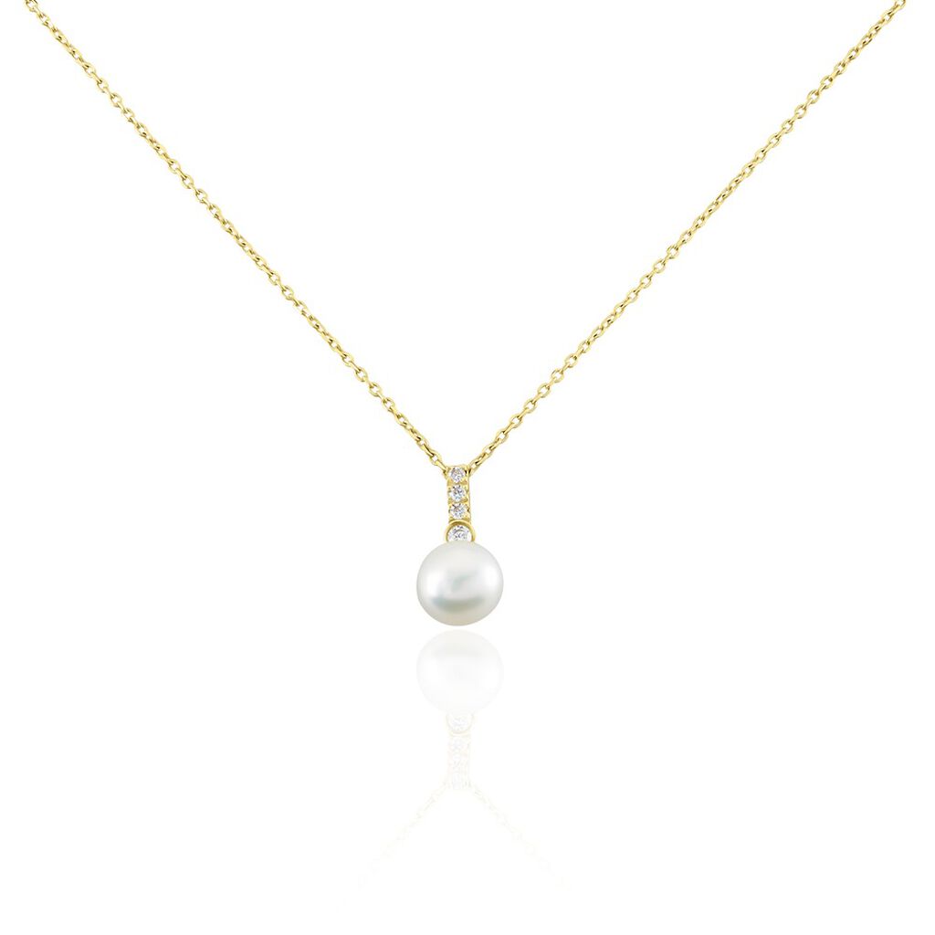 Collier Or Jaune Camillus Perle De Culture Et Oxyde