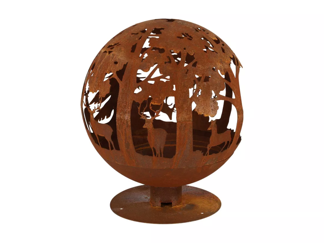 Brasero rond en métal rouillé Forêt