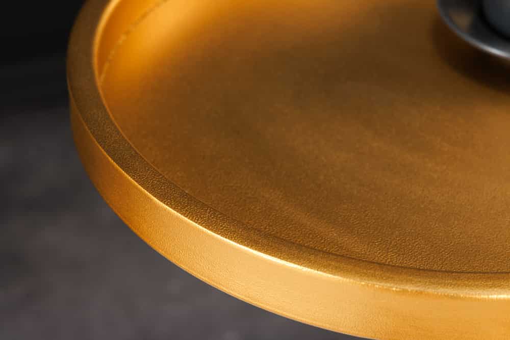Runder Beistelltisch TRAYFUL 60cm gold Eisen schwarzer Marmorfuß handmade