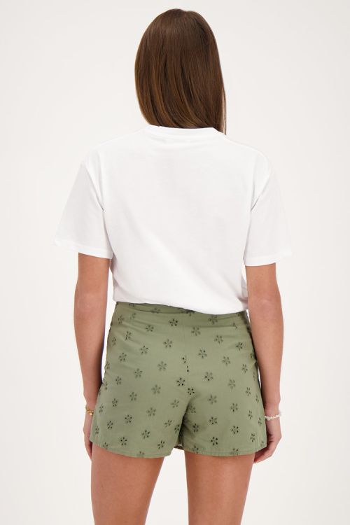 Groene skort met bloemen embroidery