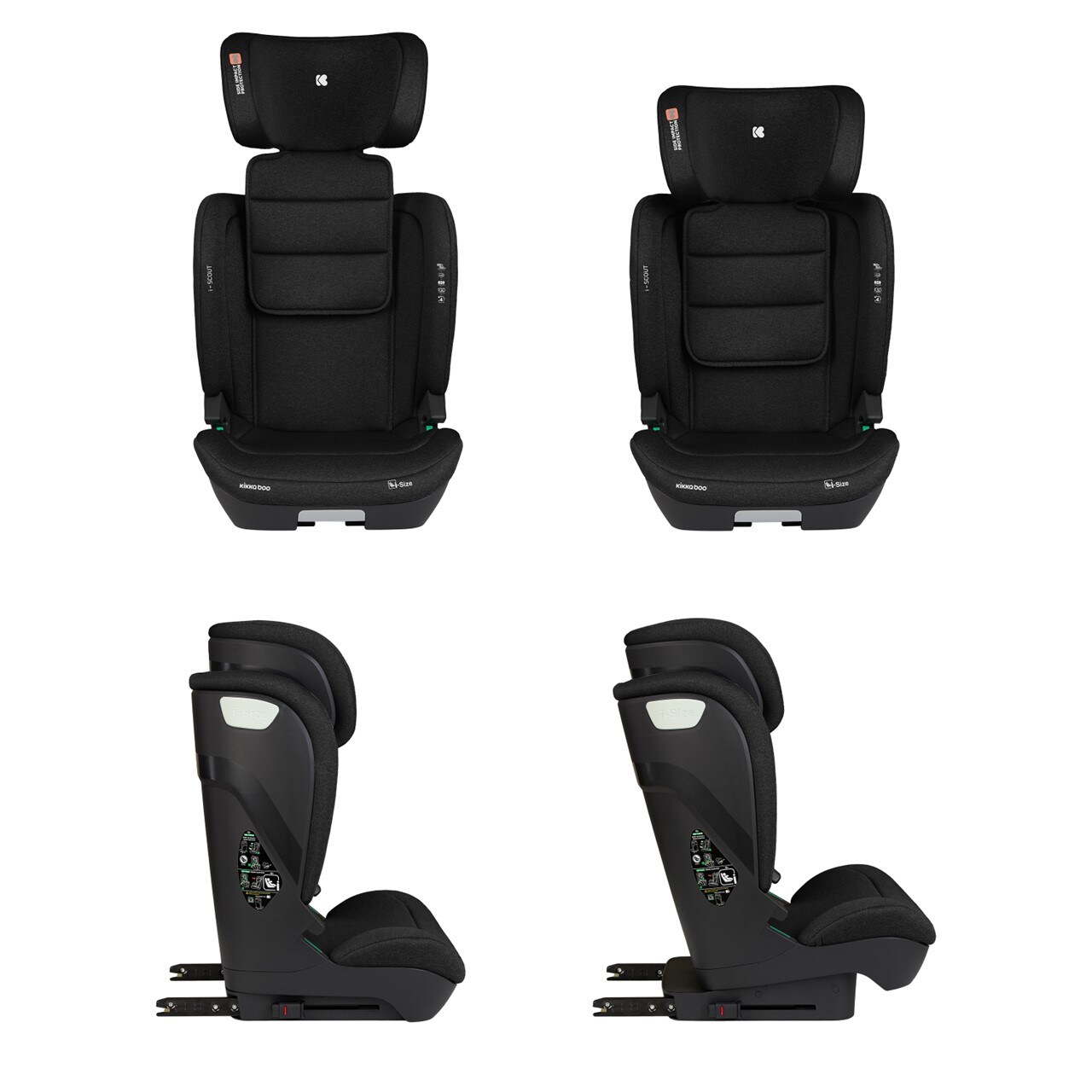 Kikkaboo Kindersitz i-Scout i-Size (100 - 150 cm) Kopfstütze verstellbar Isofix schwarz