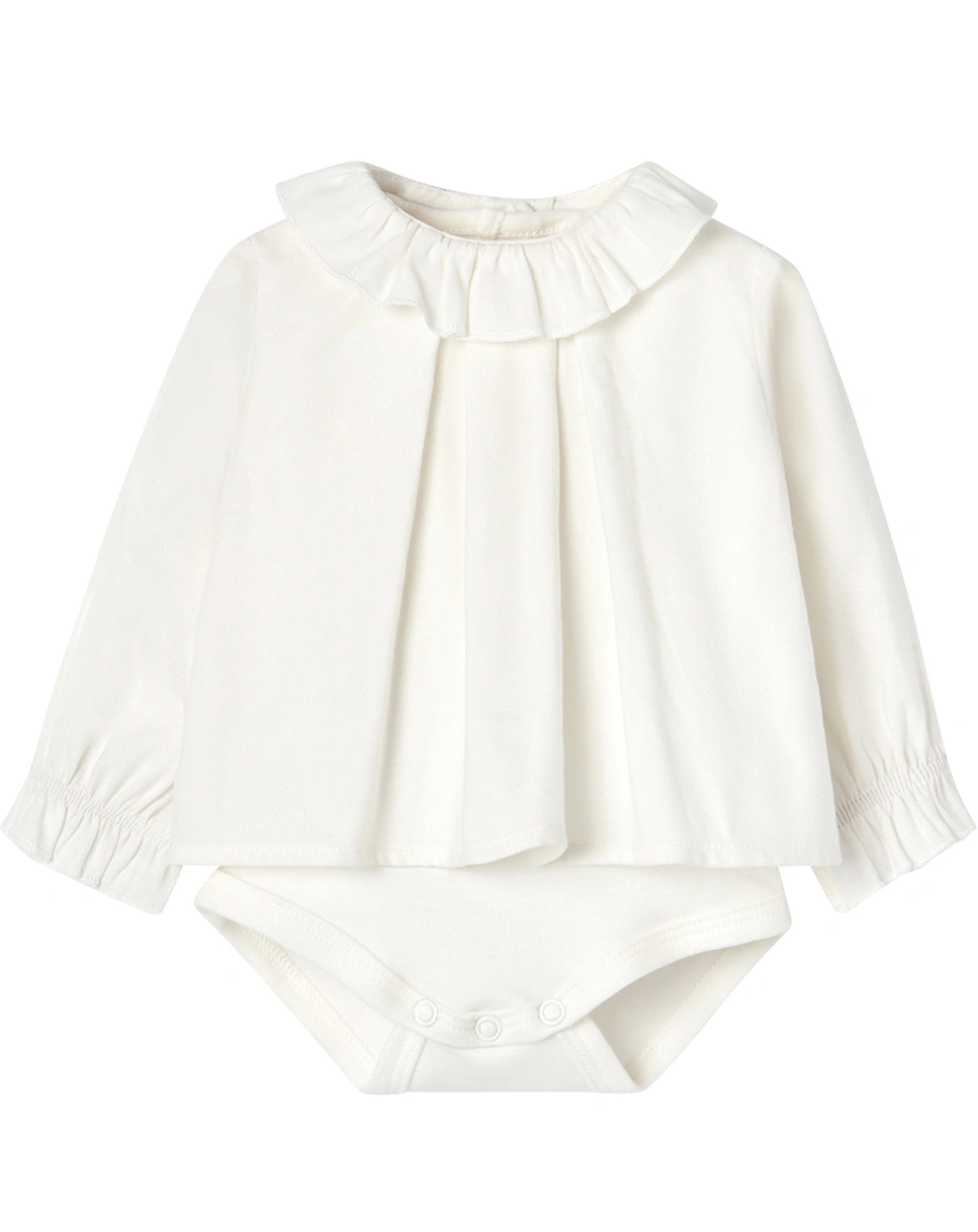 Langarm-Body-Bluse in off white