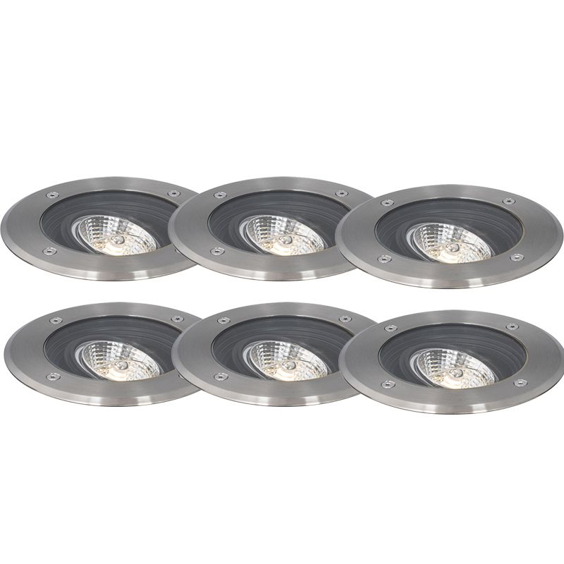 Set van 6 moderne buiten grondspots staal AR70 verstelbaar IP65 - Delux