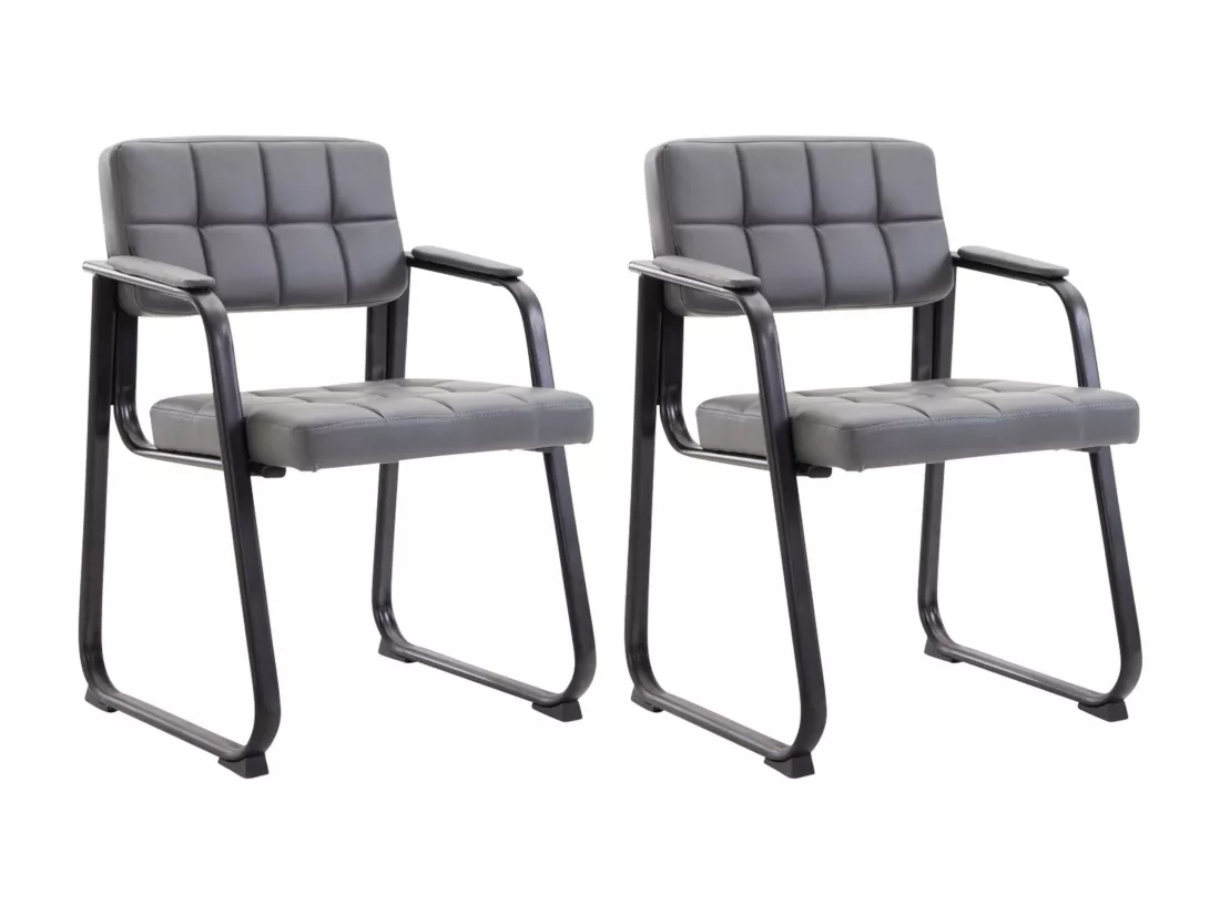 Lot de 2 chaises avec accoudoirs - Similicuir - Gris - Canada B