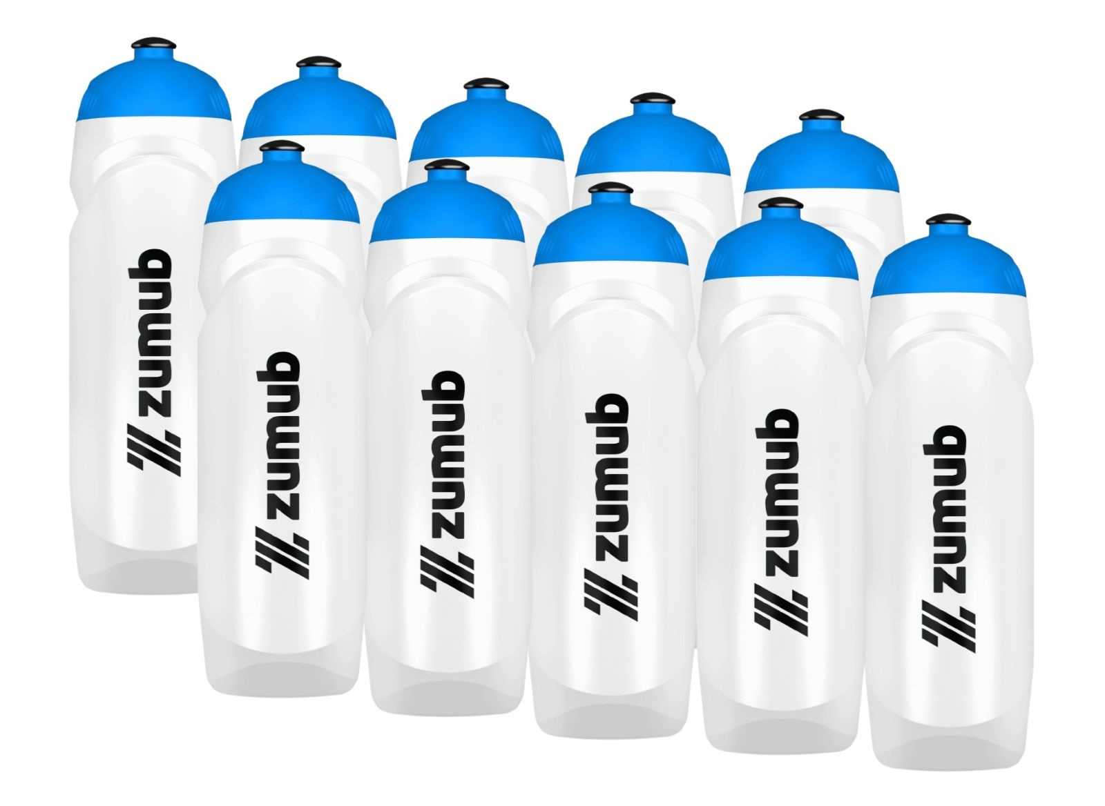 Zumub Pacote com 10 Garrafas de Água Esportivas de 750ml Azul