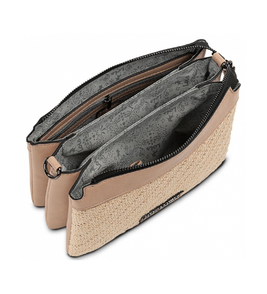 Bolsa de ombro Lois Bolso tripla casual 313315 bege -23x17x6cm-