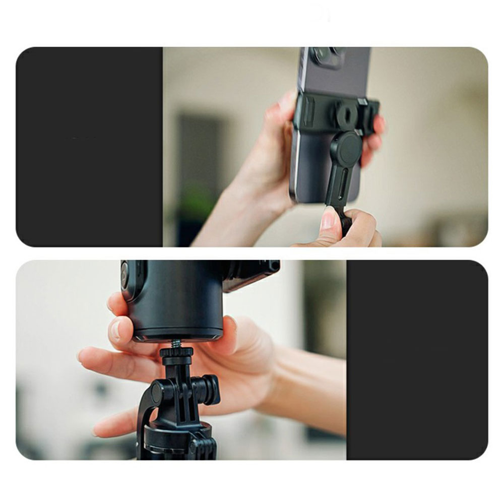 Gimbal Stabilisator Stativ Halterung 360° Schwenkbar für Smartphone   Gesichtsverfolgung (1200mAh) - Schwarz